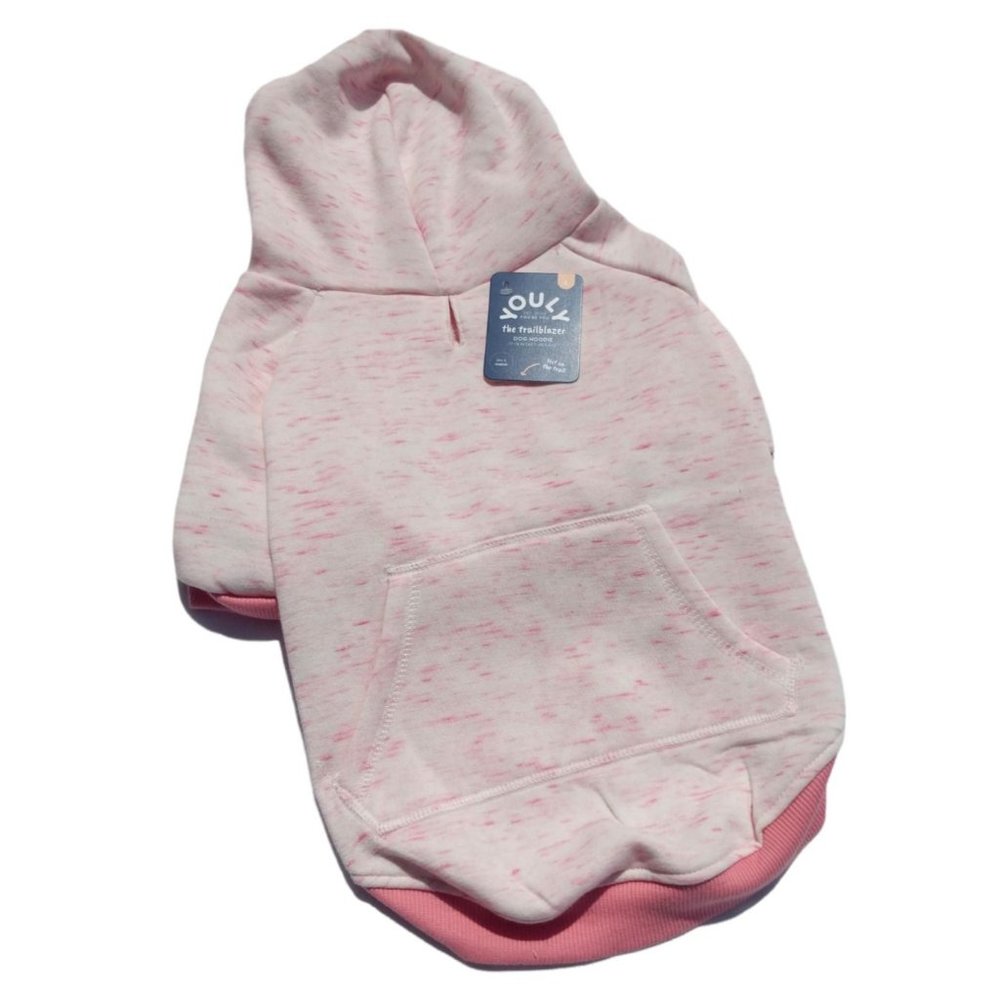 YOULY Trailblazer Large Pink Space Dye Dog Hoodie with Pocket New Pet Apparel